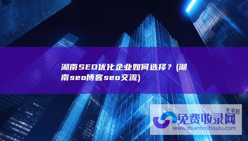 湖南SEO优化企业如何选择？ (湖南seo博客seo交流)