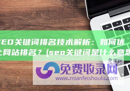 SEO关键词排名技术解析：如何优化网站排名？ (seo关键词是什么意思)