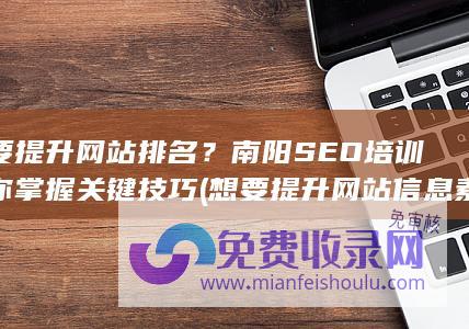 想要提升网站排名？南阳SEO培训带你掌握关键技巧 (想要提升网站信息素养)