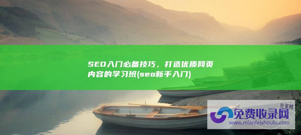 SEO入门必备技巧，打造优质网页内容的学习班 (seo新手入门)