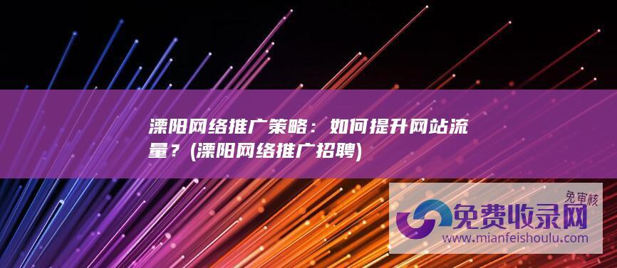 溧阳网络推广策略：如何提升网站流量？ (溧阳网络推广招聘)